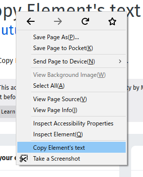Copy text of element