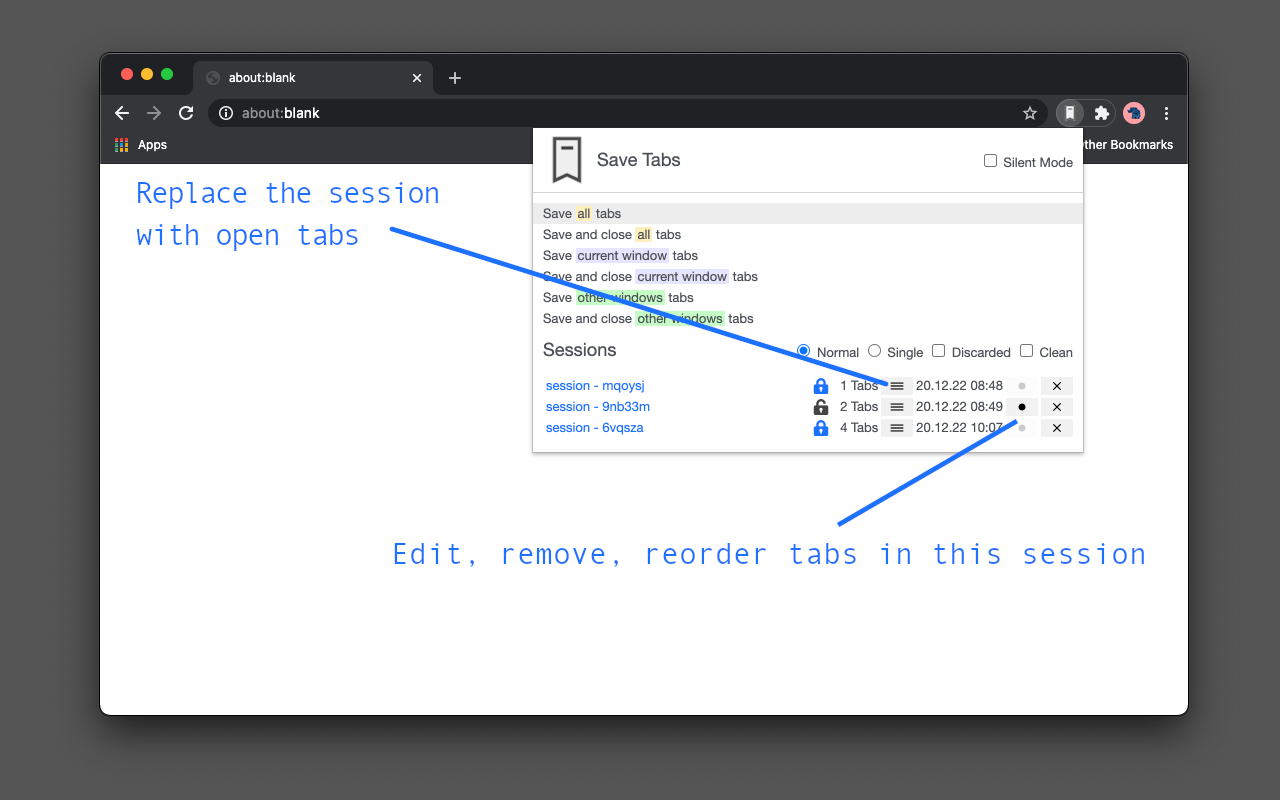 Save Tabs - Browser Session Manager