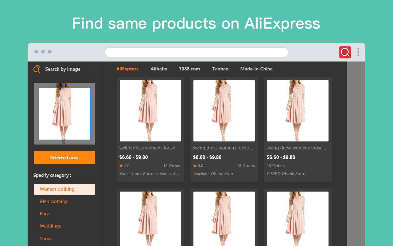Search by image on AliExpress