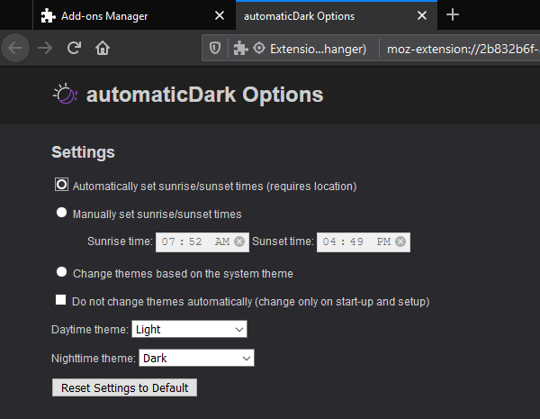 automaticDark - Time-Based Theme Changer