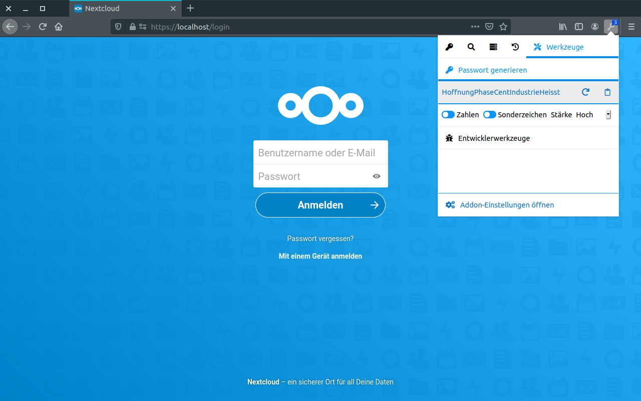 Passwords for Nextcloud browser add-on