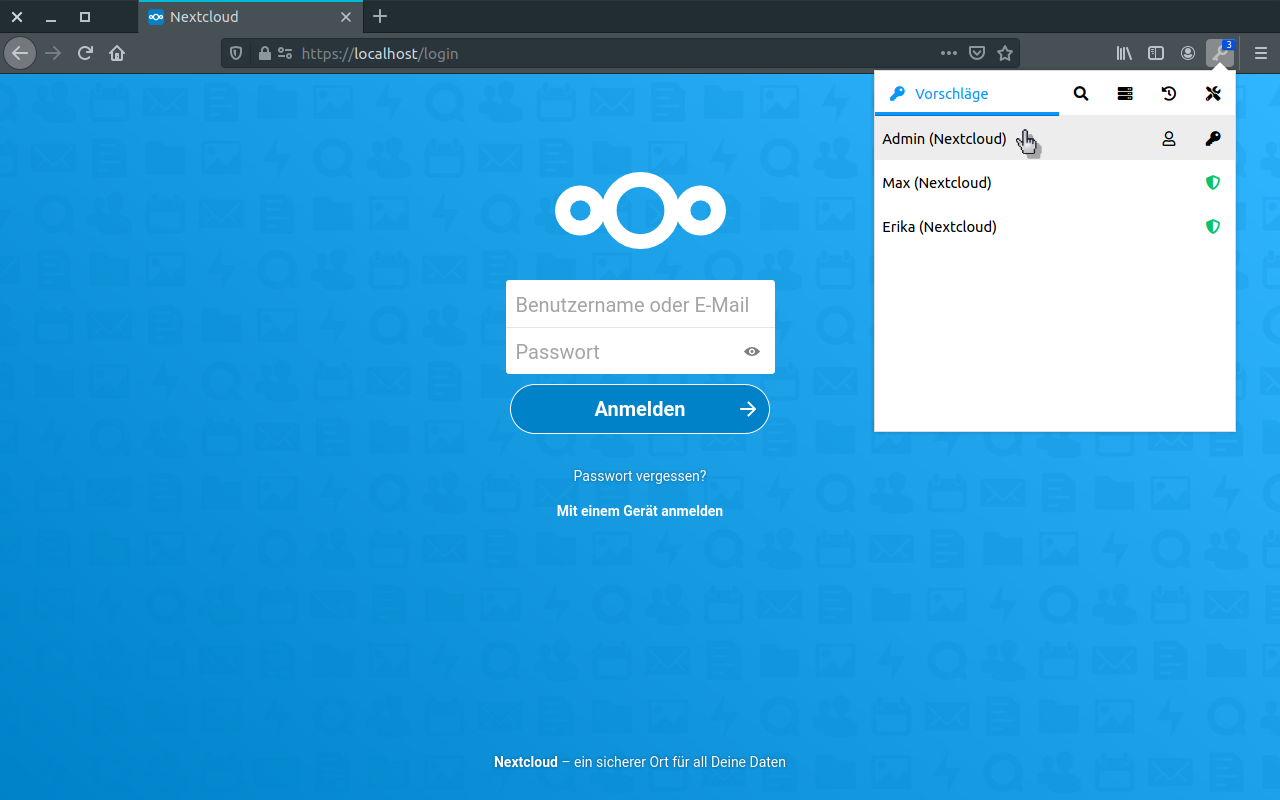 Passwords for Nextcloud browser add-on