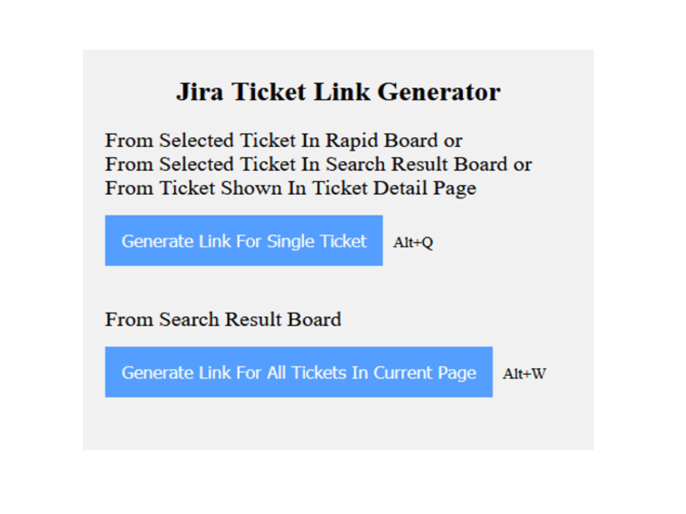 Jira Ticket Link Generator