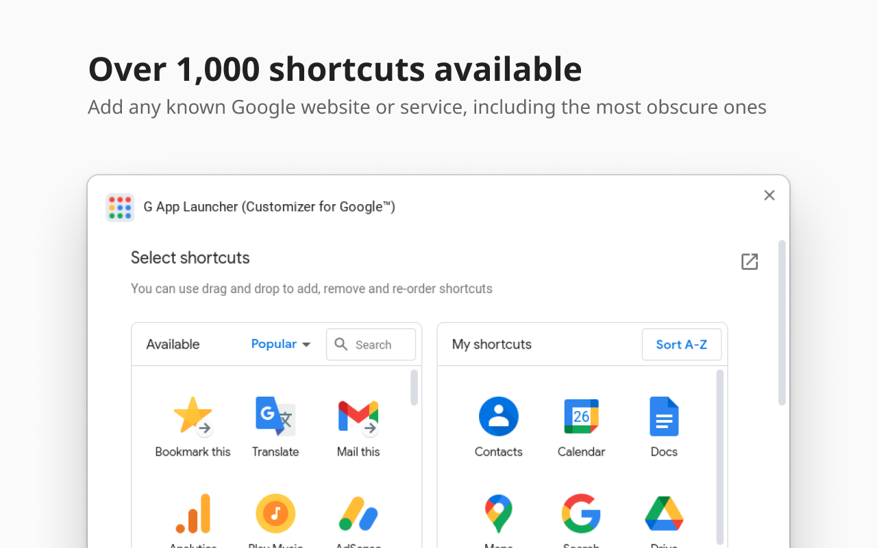 G App Launcher (Google™ Shortcuts)