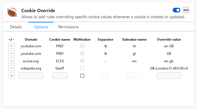 Cookie Override