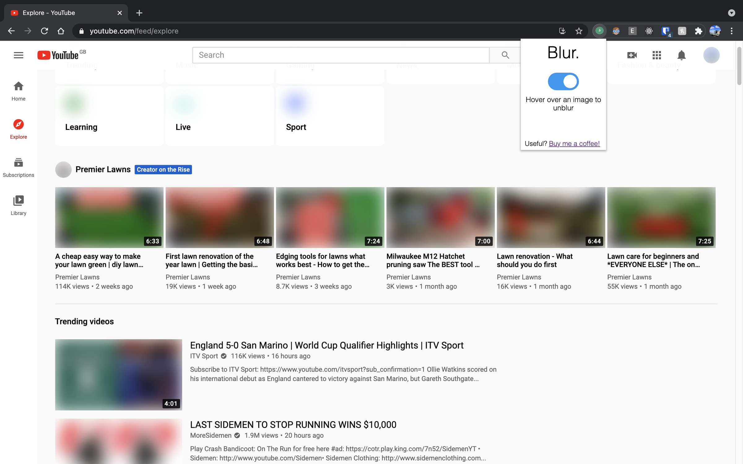 Blur. The Image and Video blur extension