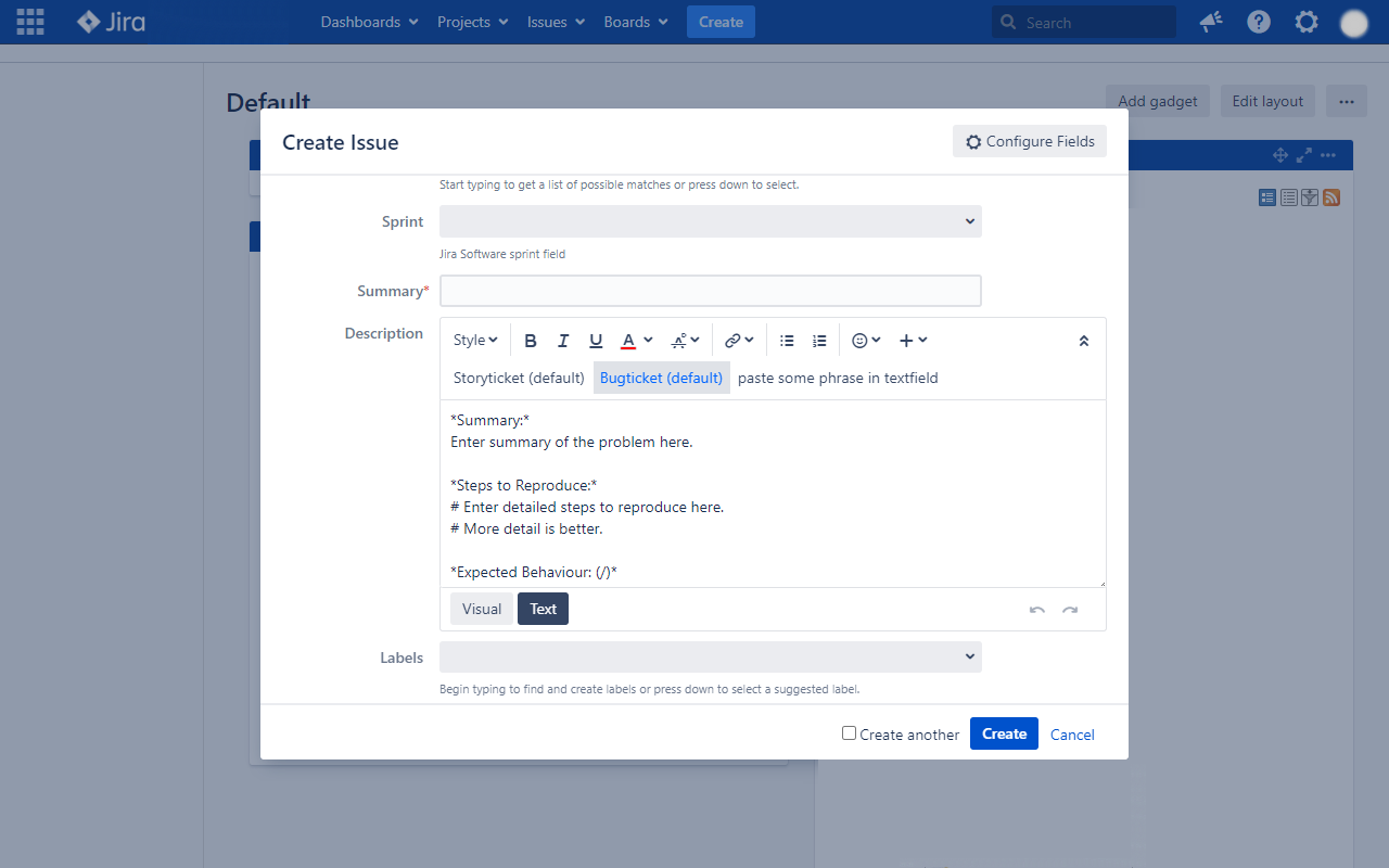 Ticket Templates for JIRA