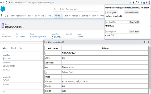 Salesforce to Salesforce Sync Status & Rec Detail