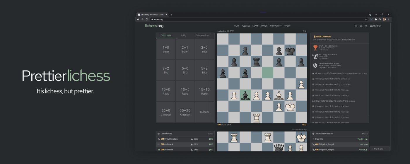 Prettier Lichess V3 -- redesigned and recoded from scratch : r/chess