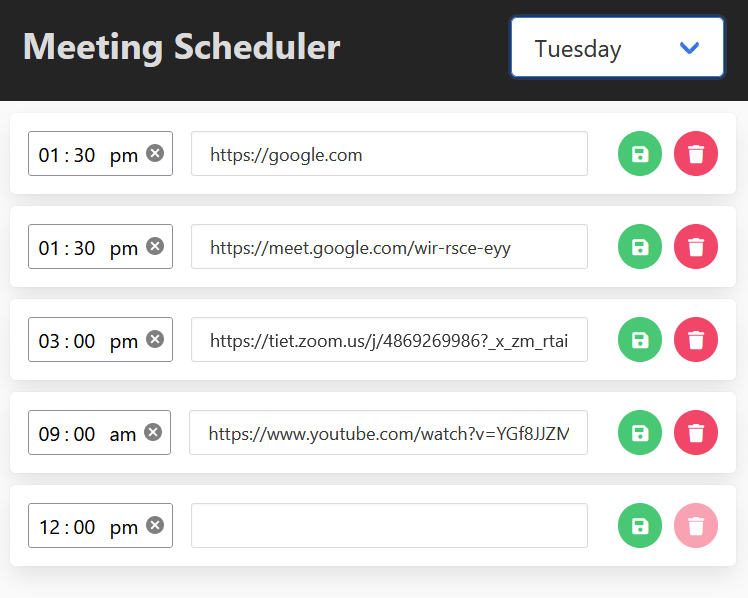 Meeting / Link Scheduler