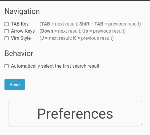 Google Search keyboard navigation