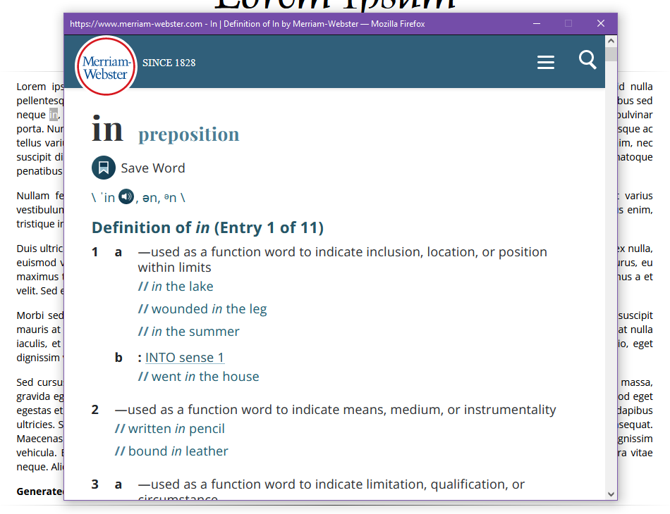 Search in Merriam-Webster