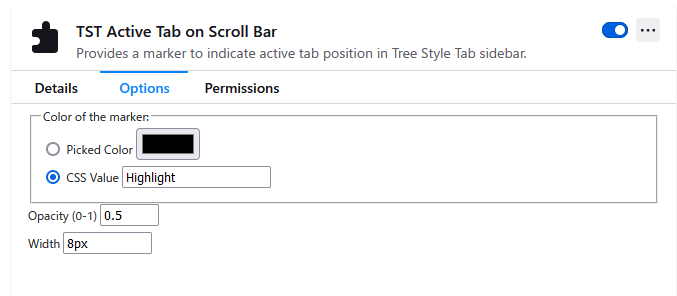 TST Active Tab on Scroll Bar