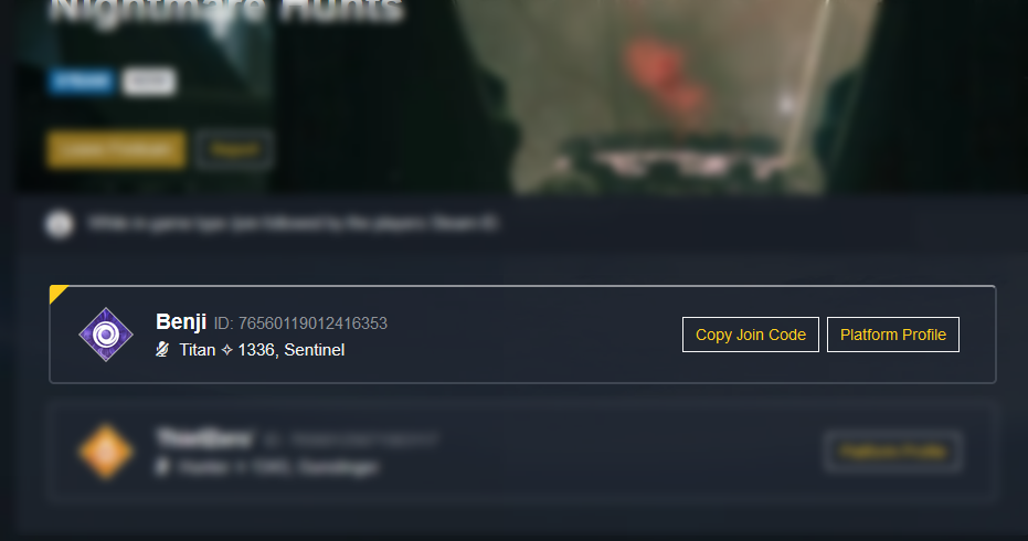 Bungie.net | Join Fireteam Button