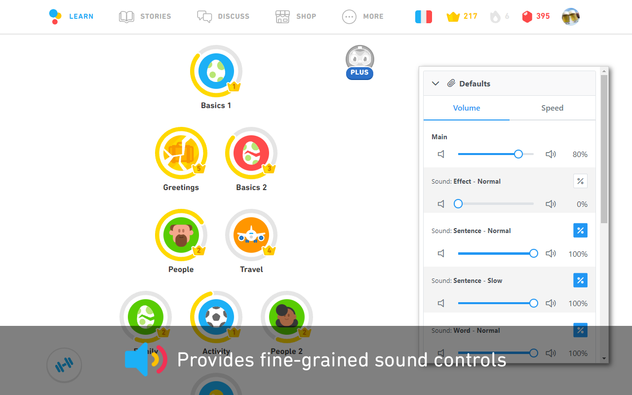 Duolingo Sound Controls
