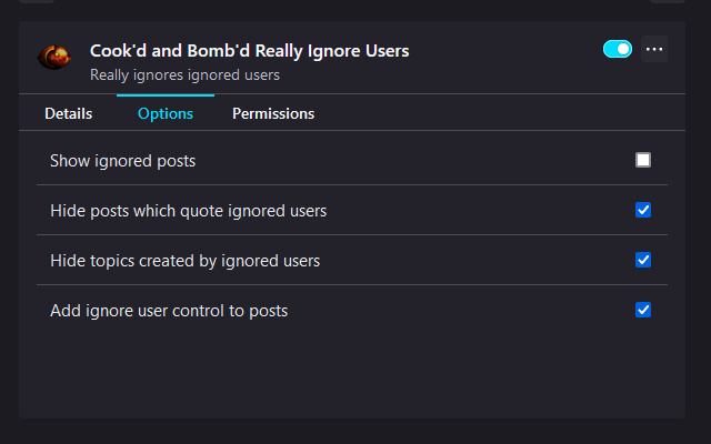 Cook'd and Bomb'd Really Ignore Users