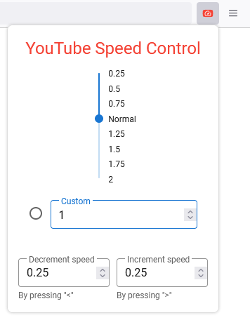 YouTube Speed Control