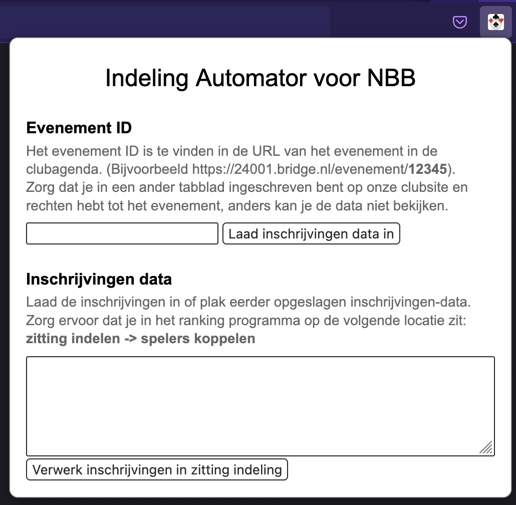 Indeling Automator voor NBB