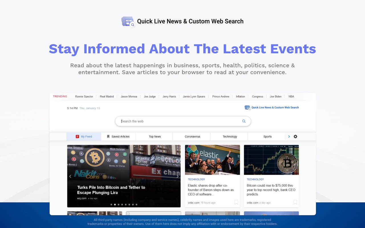 Quick Live News & Custom Web Search