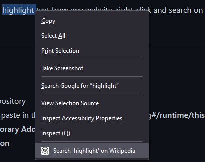 Quick search for Wikipedia