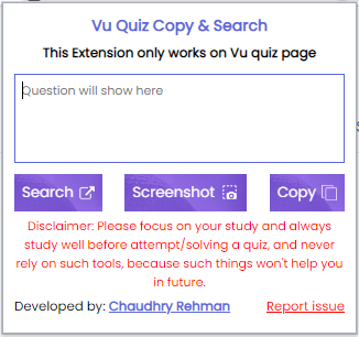 Vu Quiz Copy & Search