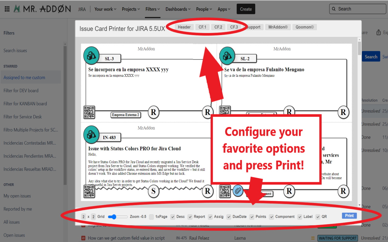 QR Issue Card Printer PRO for Jira Cloud