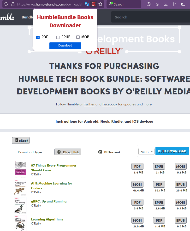 humble bundle books downloader