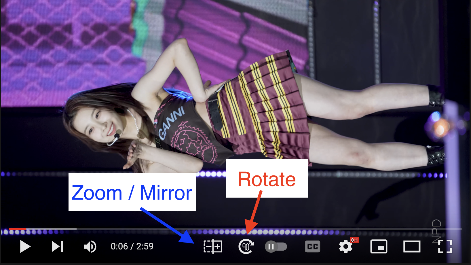 Rotate Youtube Video (+ Zoom / Mirror)