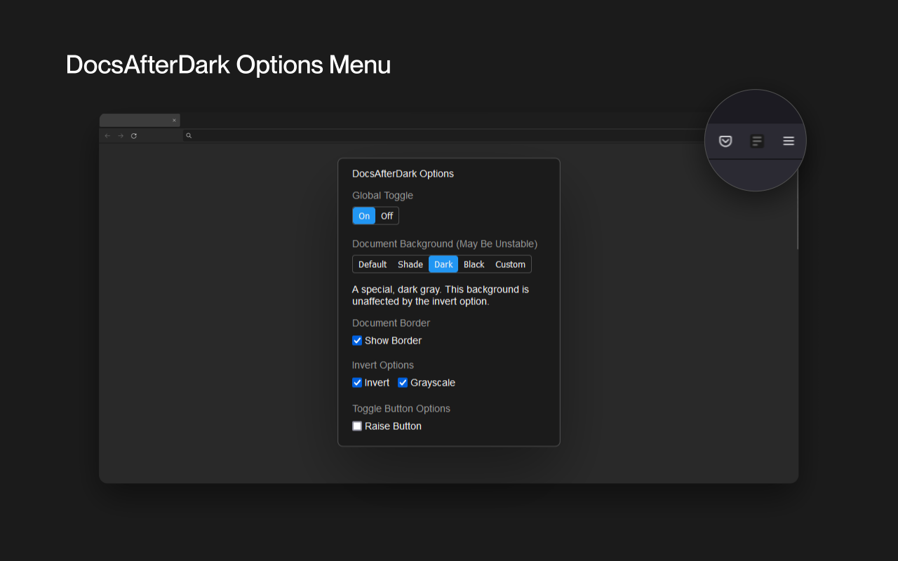 DocsAfterDark - Google Docs Dark Mode