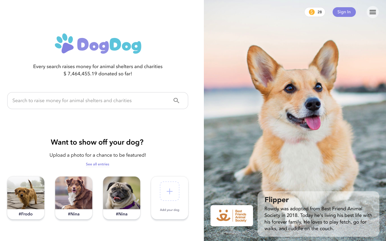 DogDog - feed dogs with every search
