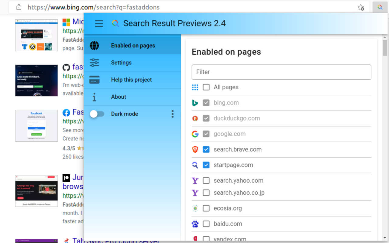 Search Result Previews