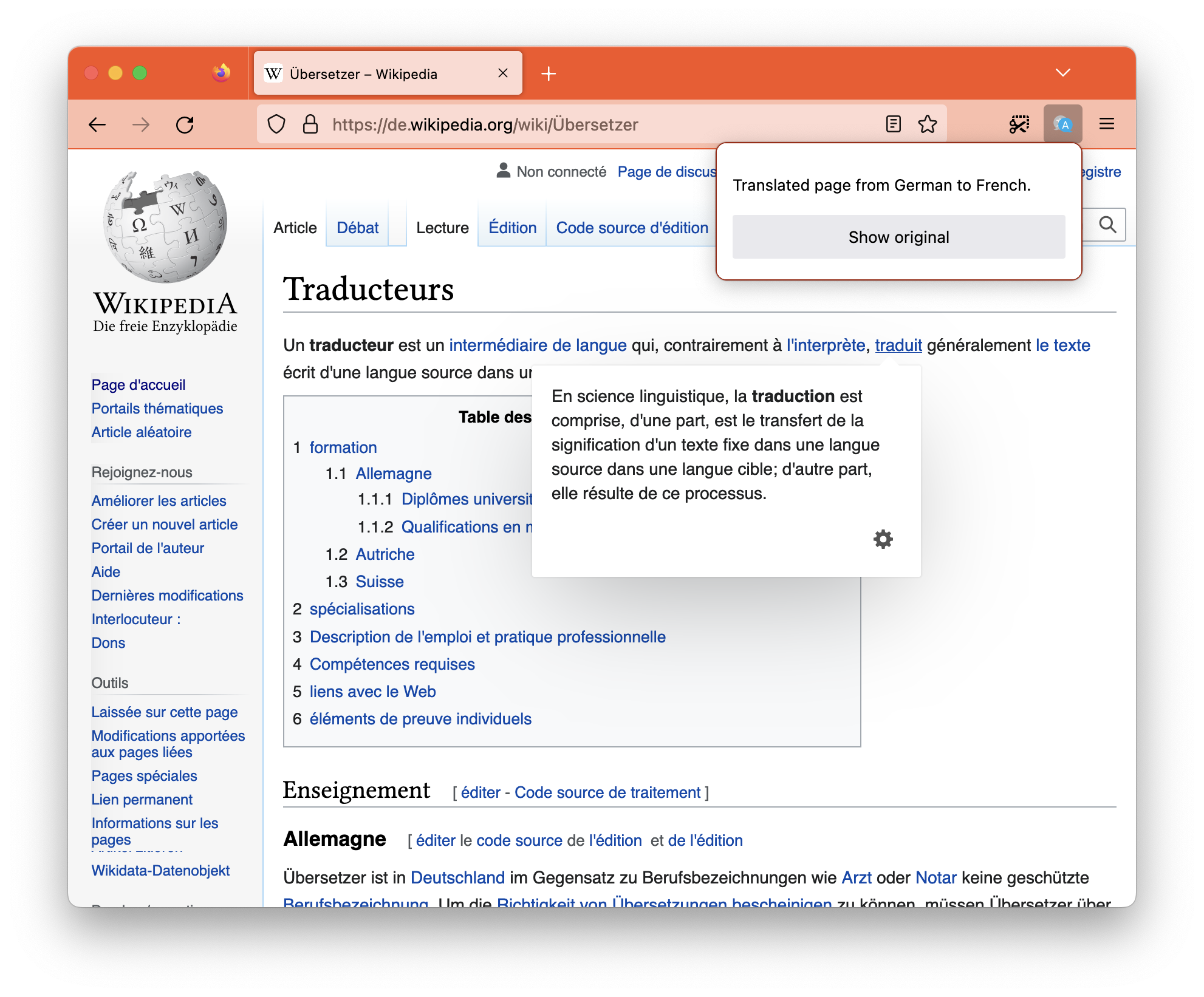 TranslateLocally for Firefox
