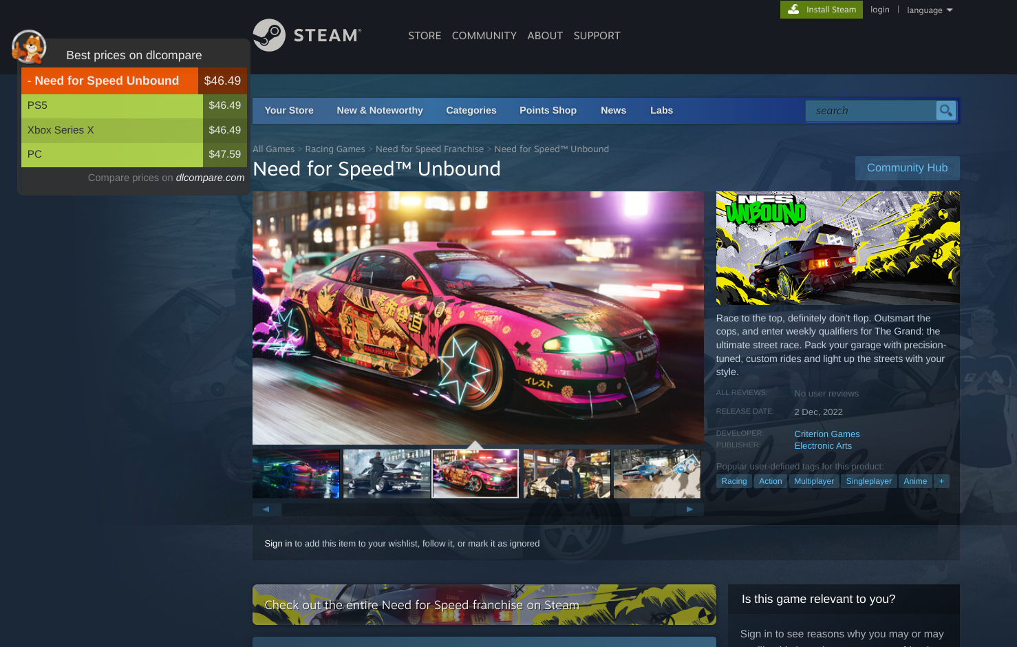 Novas ofertas da Steam tem Battlefield 2042, Need For Speed Unbound e mais