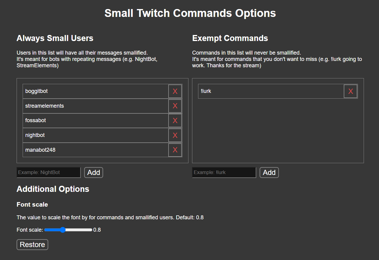 Small Twitch Commands