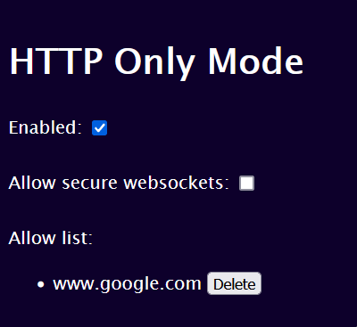 HTTP Only Mode