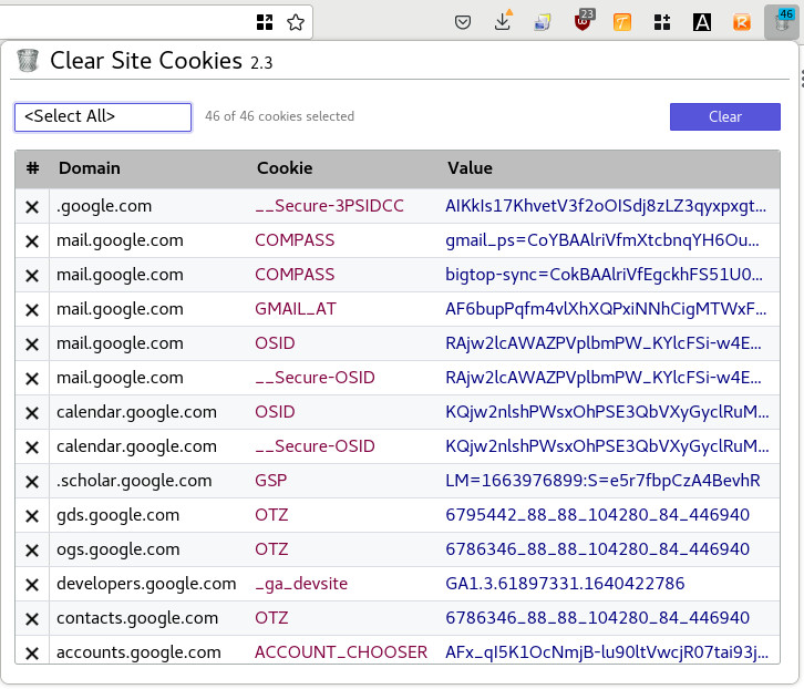 Clear Site Cookies