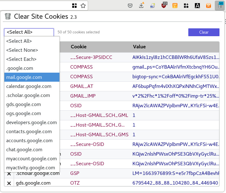 Clear Site Cookies