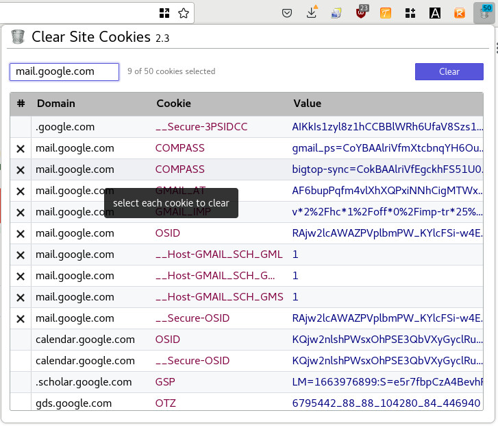 Clear Site Cookies