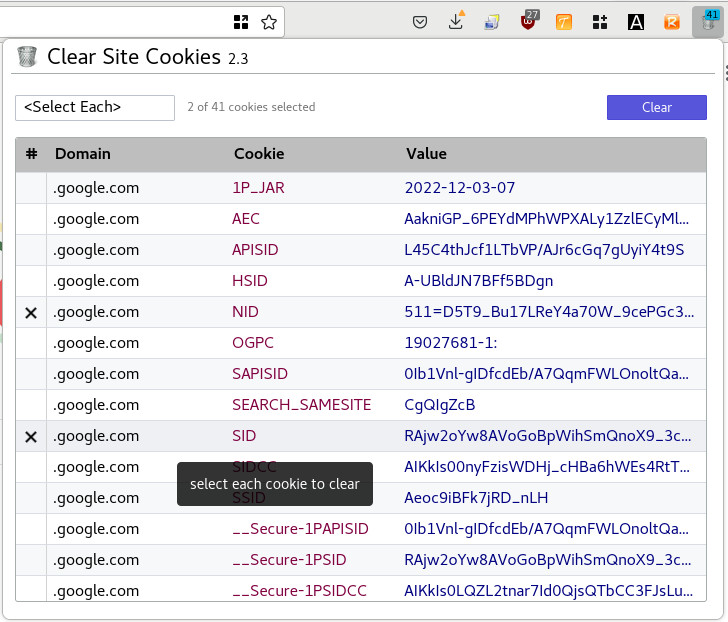 Clear Site Cookies