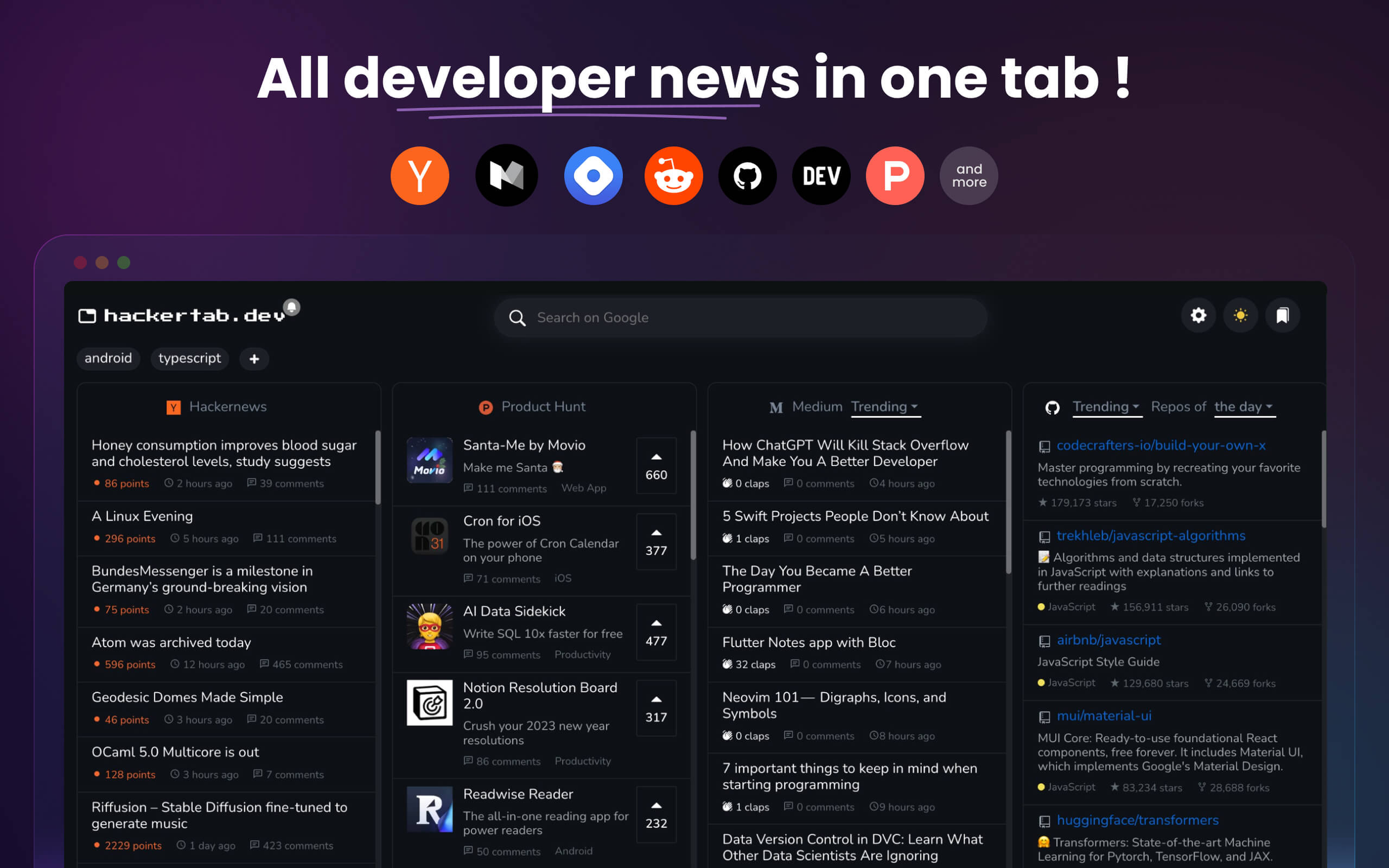 Hackertab.dev | Developer news