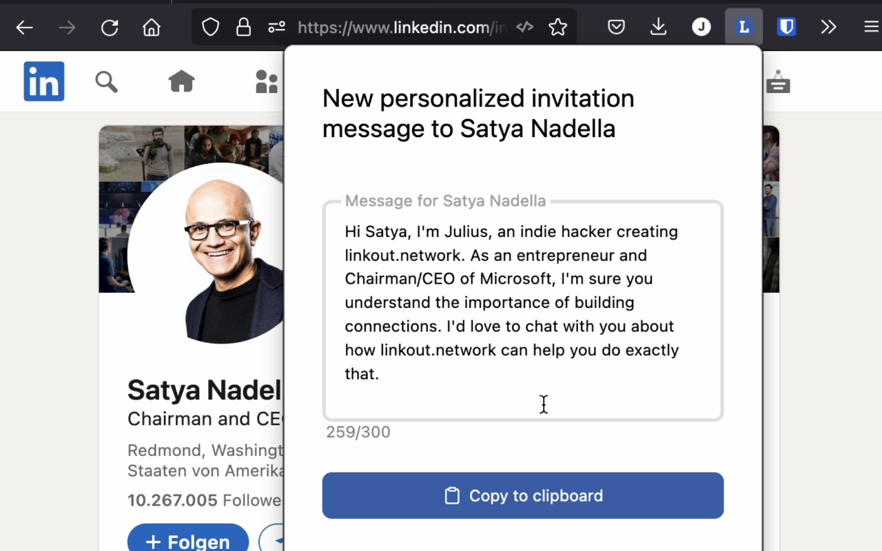LinkOut - Personalized LinkedIn Messages