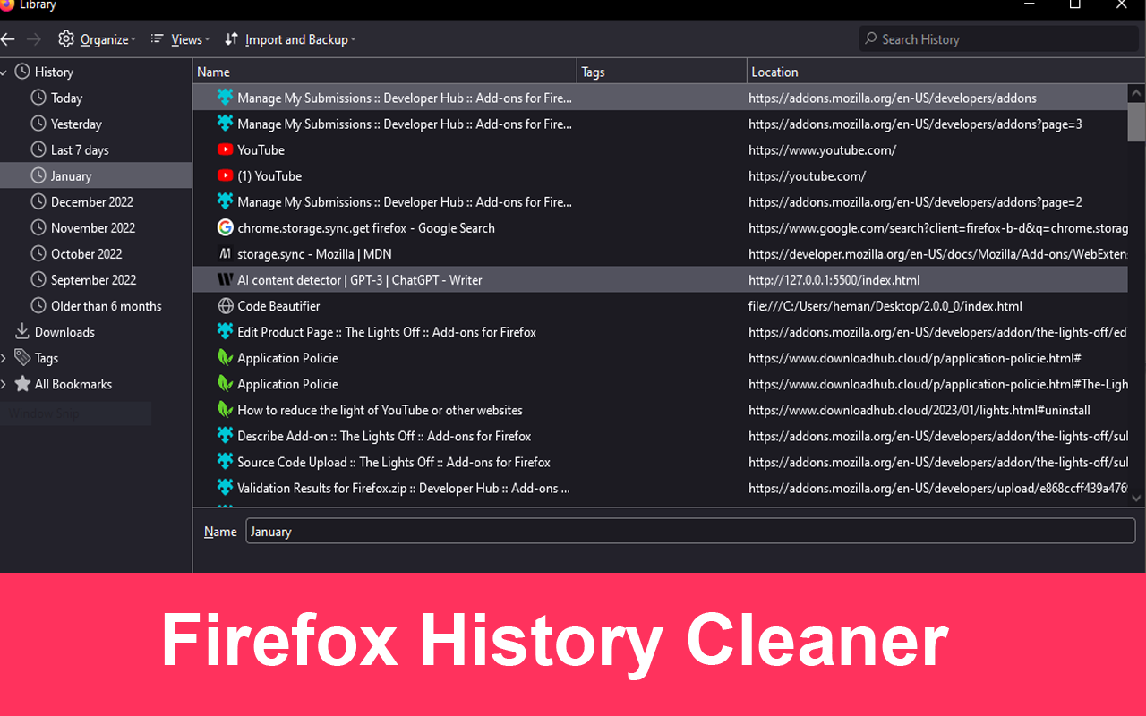 Mozilla Firefox Browsing History - Advanced Uninstaller PRO