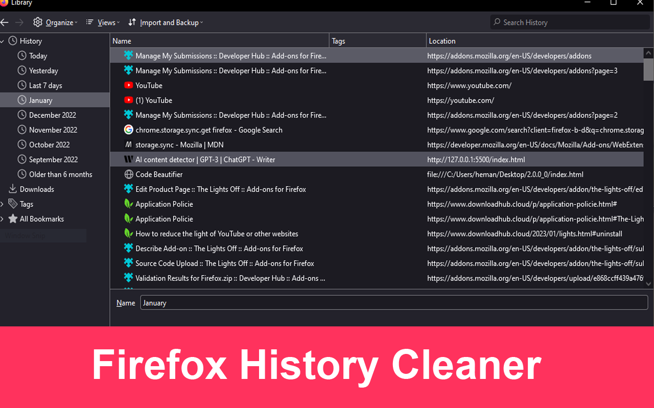 History Cleaner for Firefox