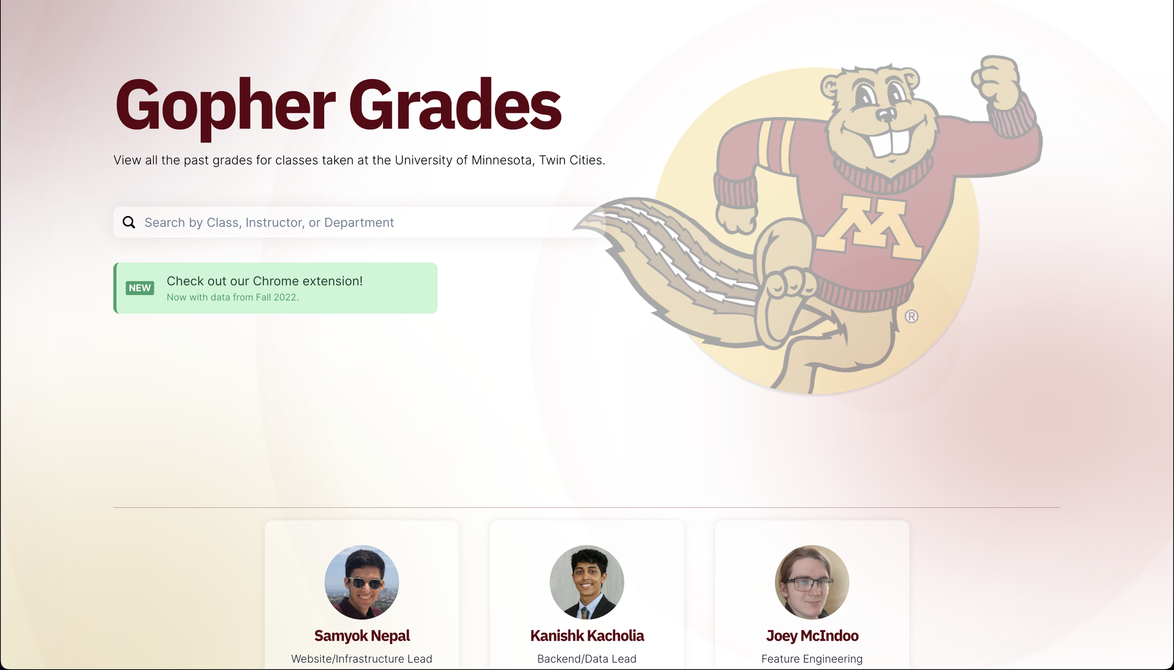 Gopher Grades - Past grades for UMN classes!