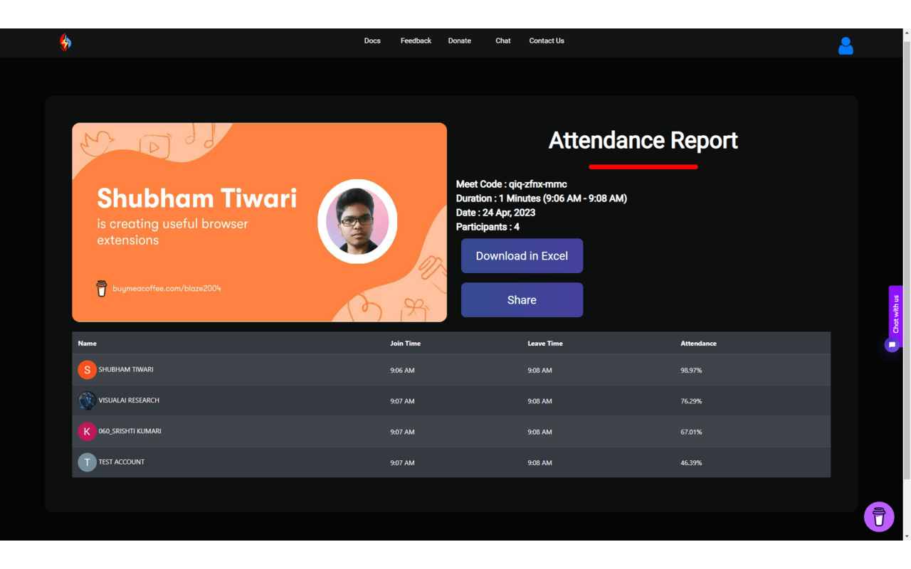 Trackit|Meet Attendance Tracker promo image