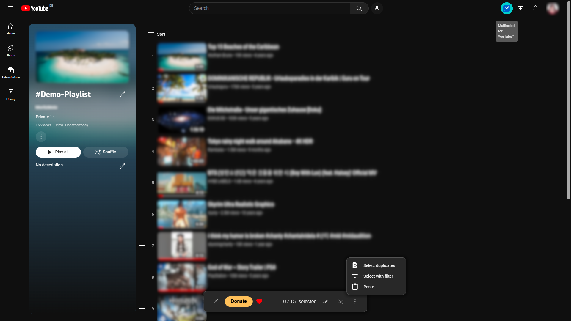 Multiselect for YouTube™