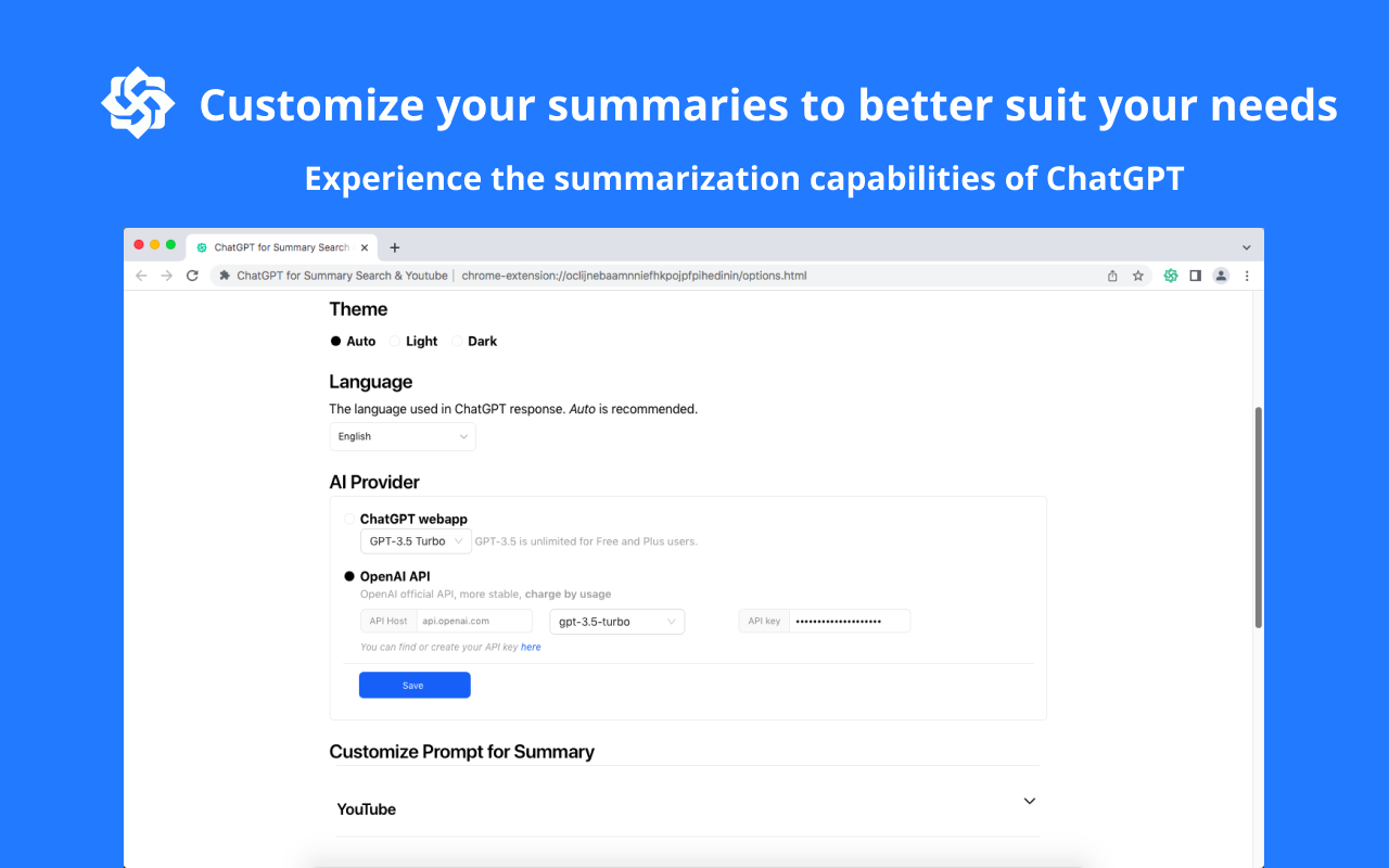 ChatGPT for Summary Search & YouTube