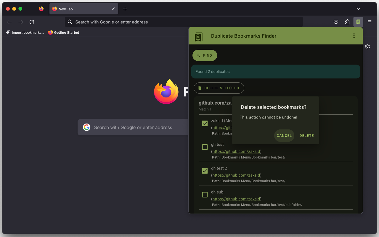 Duplicate Bookmarks Finder