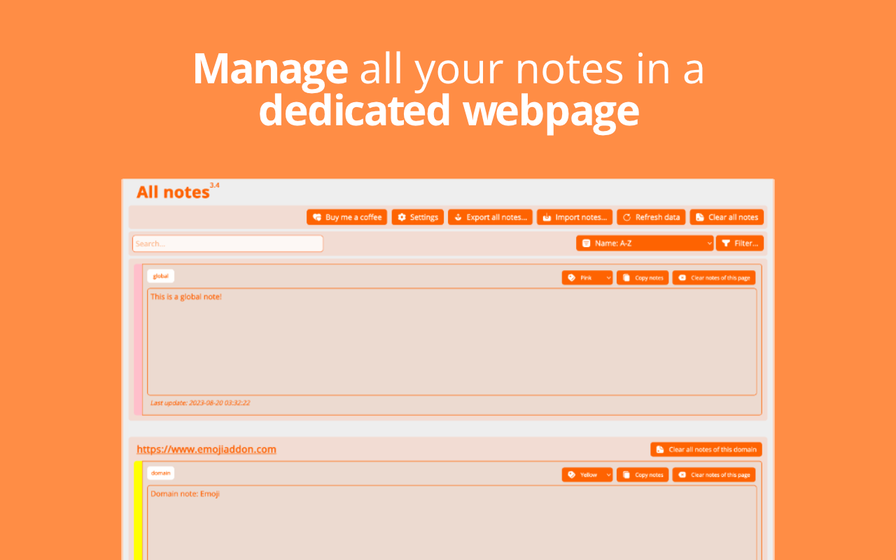 Notefox: websites notes