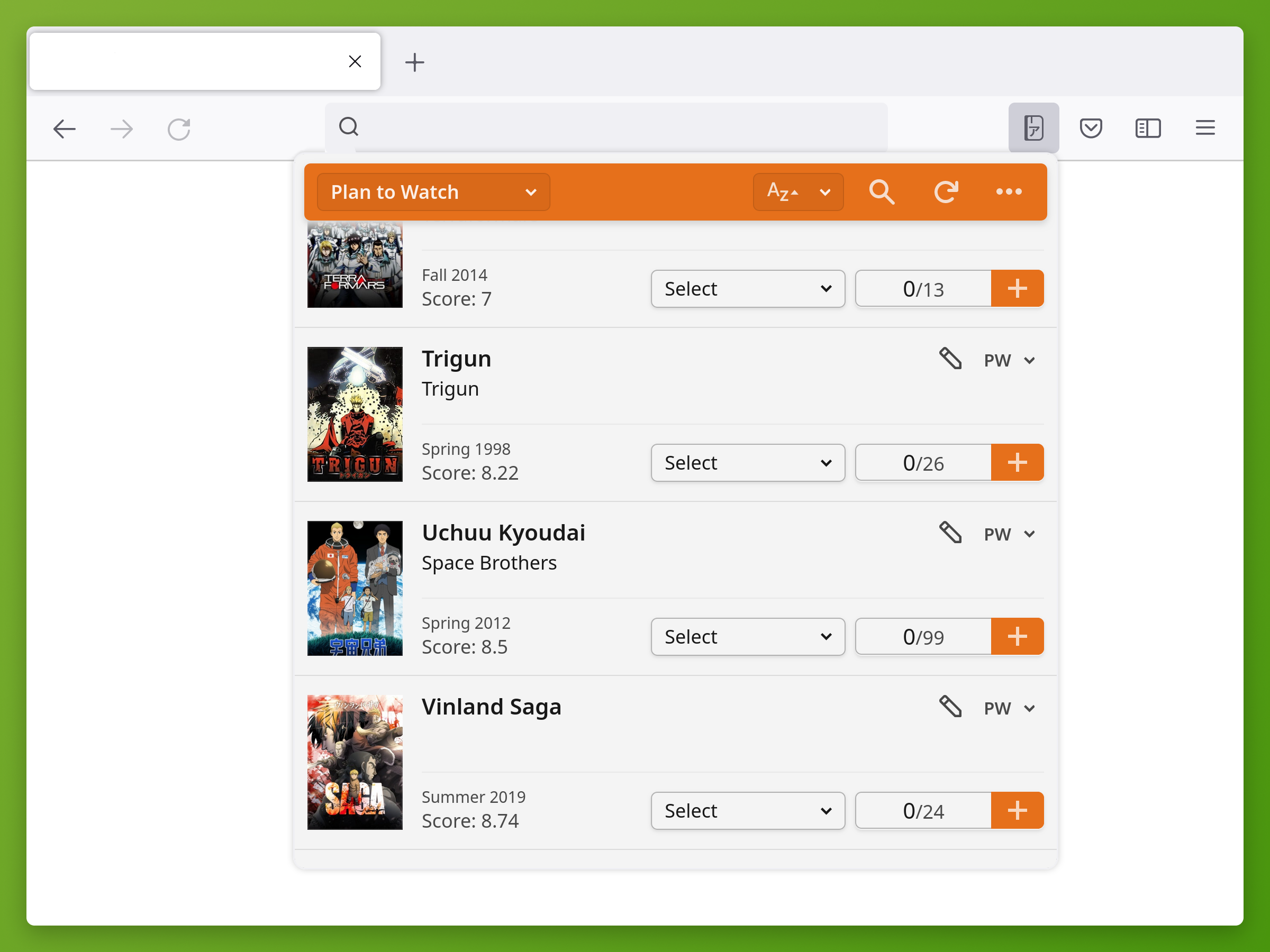 Anime List Popup
